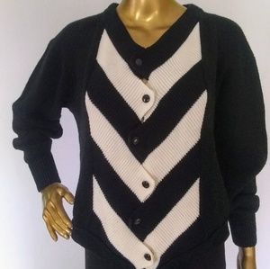 Christina Black & White Vintage Cardigan Sweater